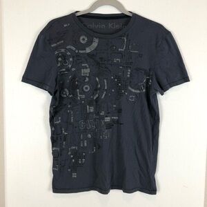 Calvin Klein Graphic T-Shirt Men's S Y2K 2000s Blue‎ Short Sleeve Printed Logo